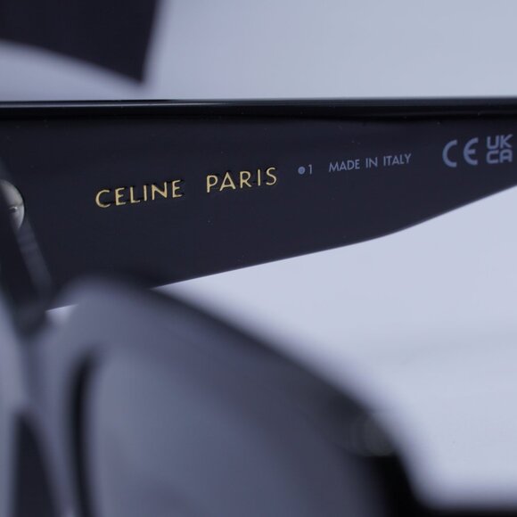 Celine CL40287U 01A Rectangle Sunglasses–Shiny Black\Grey - Picture 8 of 9